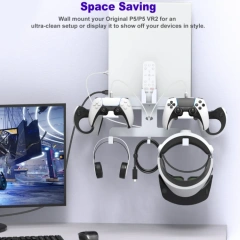 Space Saving Wall Mount Stand Rack With Charging Cable Holder For PSVR2/PS5 Handle Stander Wall Storage Bracket