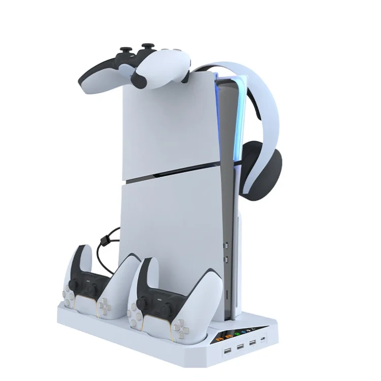 dual seat charging headphone handle hook hanging bracket charging base for ps5 slim Host multi functional cooling base
