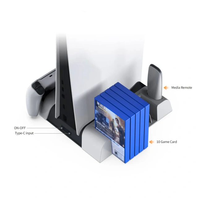 PS5 Console Cooling Fan Stand Ps5 Controller Charger Station Game Disc Storage Bracket Stand Cooling Fan