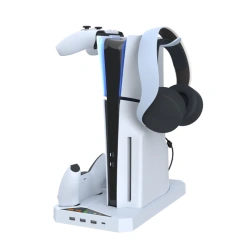 dual seat charging headphone handle hook hanging bracket charging base for ps5 slim Host multi functional cooling base