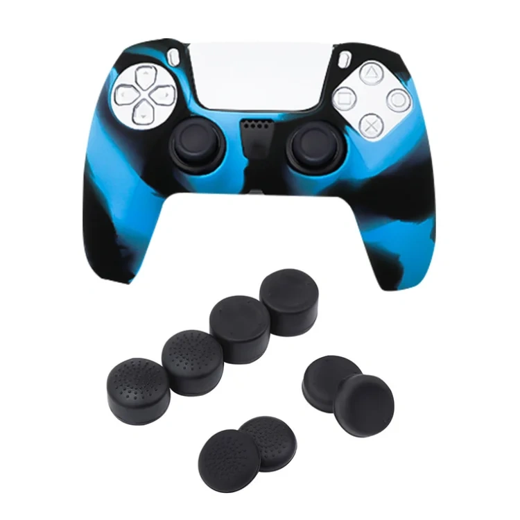 camouflage silicone cover ps5 raised cap handles oil spray protection cover button cap set