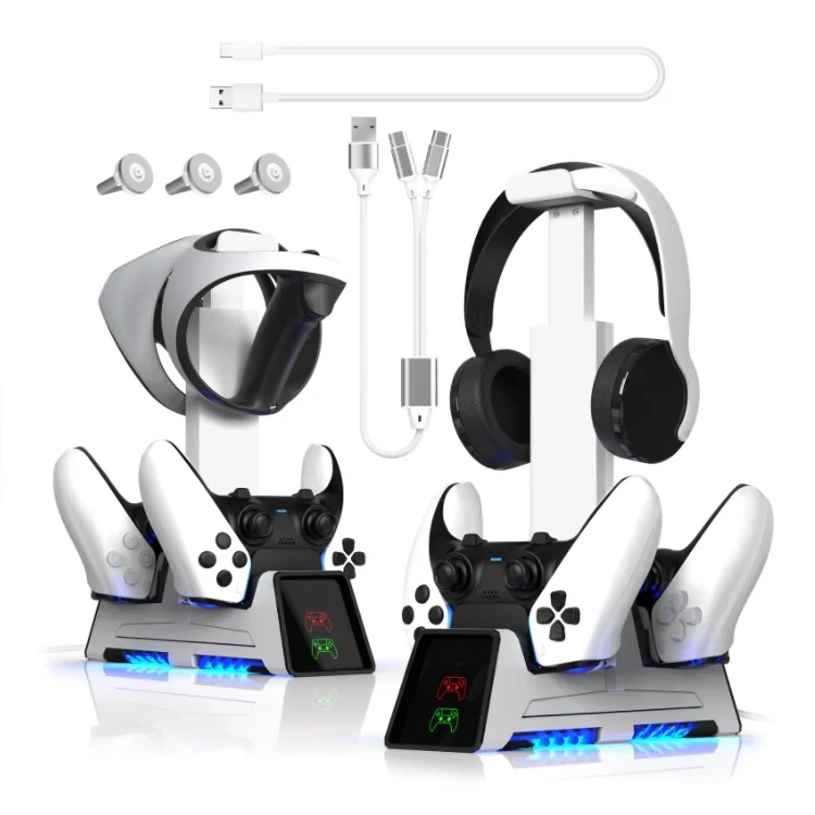 Multi-functional Charging Stand Dock For PS5/Edge Controller Charger For PS VR2 Controller Earphone Helmet Storage Stand