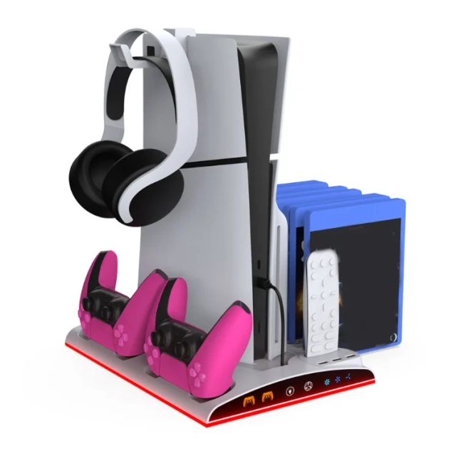 controller console dual seat charging headphone storage stand bracket for ps5/ps5 slim multifunctional bracket
