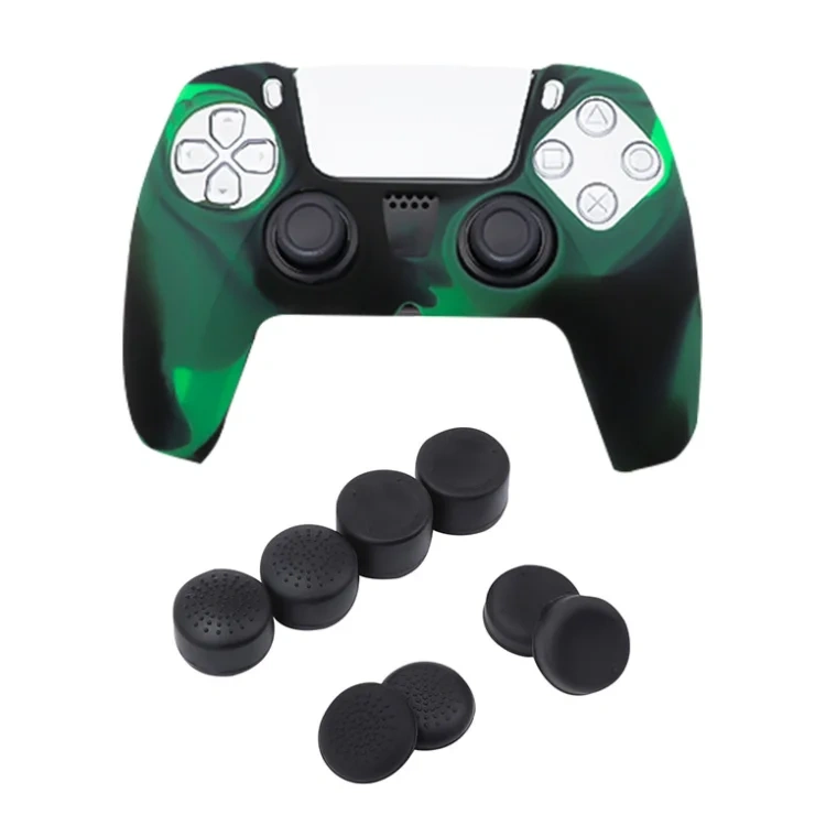 camouflage silicone cover ps5 raised cap handles oil spray protection cover button cap set