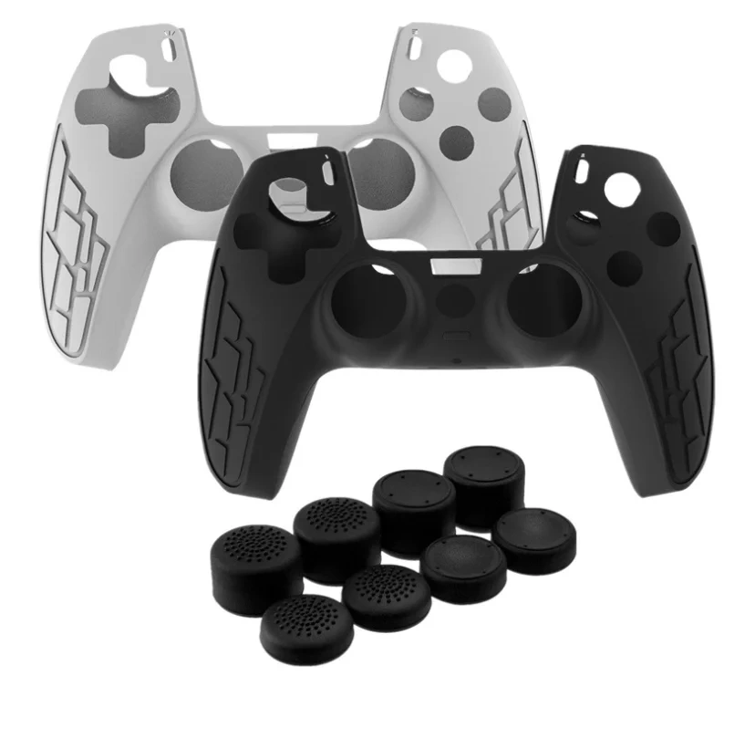 2xSilicone protective cases skin with 8 thumb grips set for PS5 wireless controller cases joystick cover