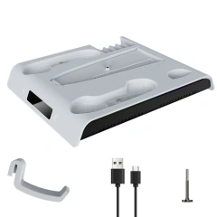 Cooling Charging Stand Base Daul Controller Charger for PS5 slim Console RGB Light Charging Base Station with Cooling Fan