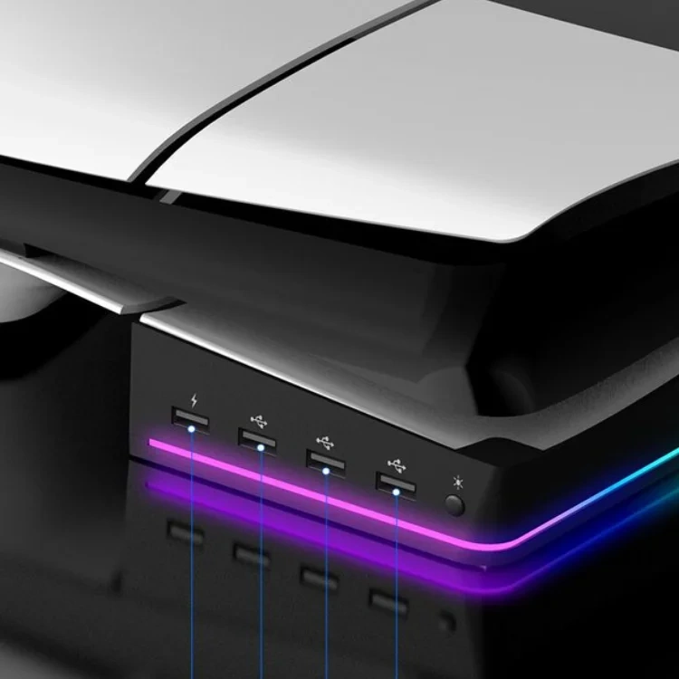 RGB Storage Display Stand Charging Dock for Play station 5 For PS5 Slim Console Accessories Holder Bracket Horizontal Stand
