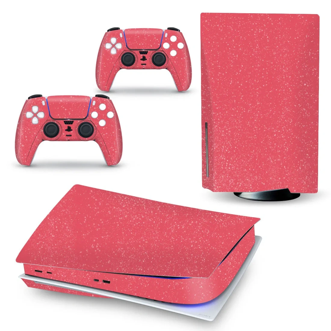 Glitter Skin Protective Film Stickers for PS5 Disk Version Console + 2 Controller Skin Vinyl Cover Decal Sticker