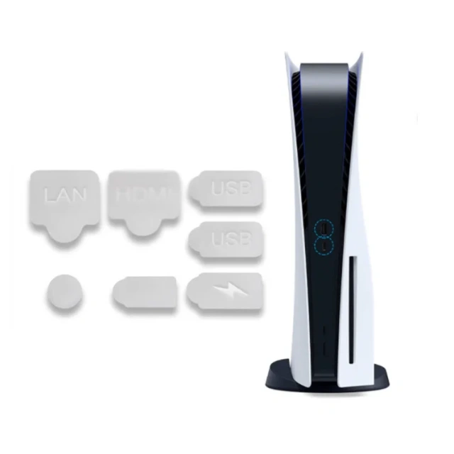 7 in 1 Dust Plug Dustproof USB LAN Charging Port Cover Kit for PS5 Digital/Disc Version Console Anti-dust Plug