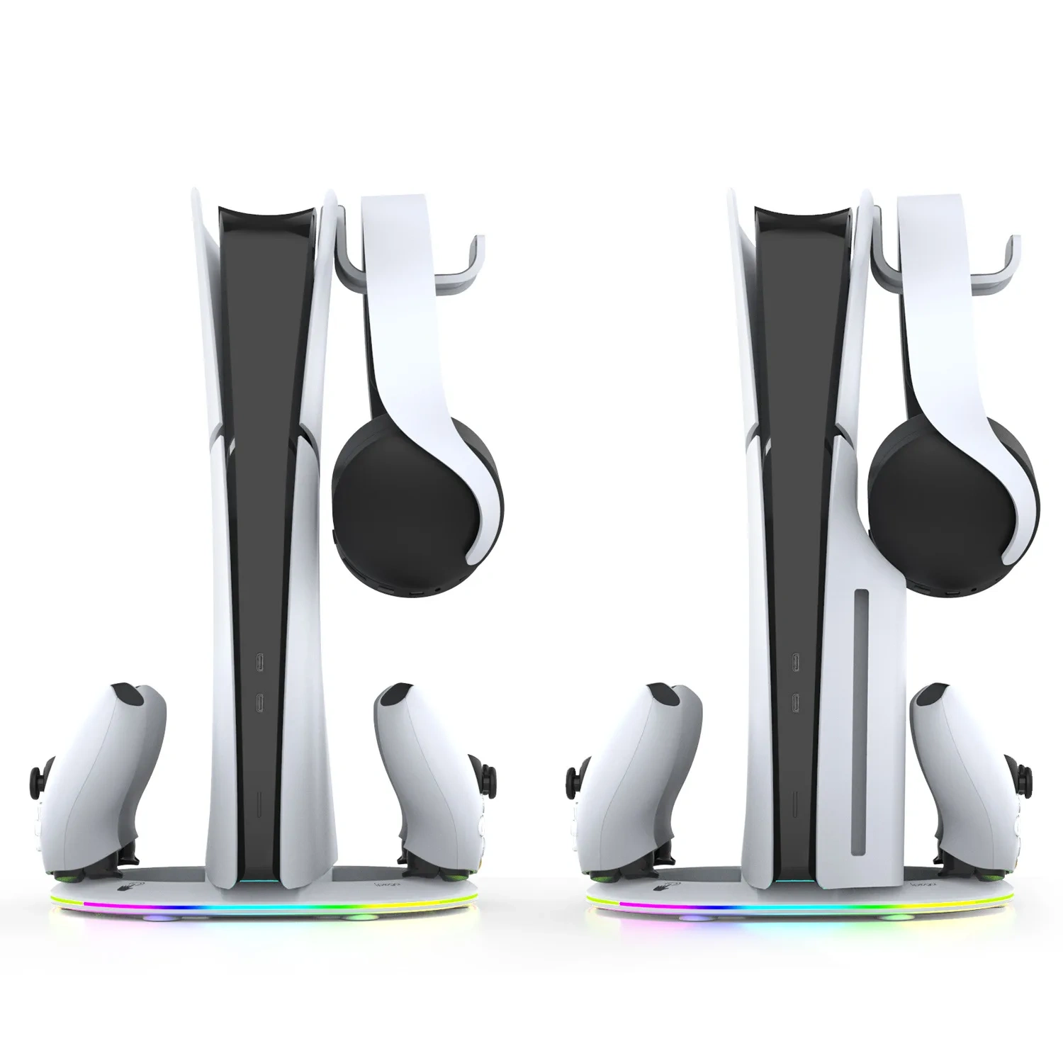 RGB Vertical Charging Stand For Ps5 Slim Game Console Cooling Station Headphone Holder Controller For Ps5 Charger Station Dock
