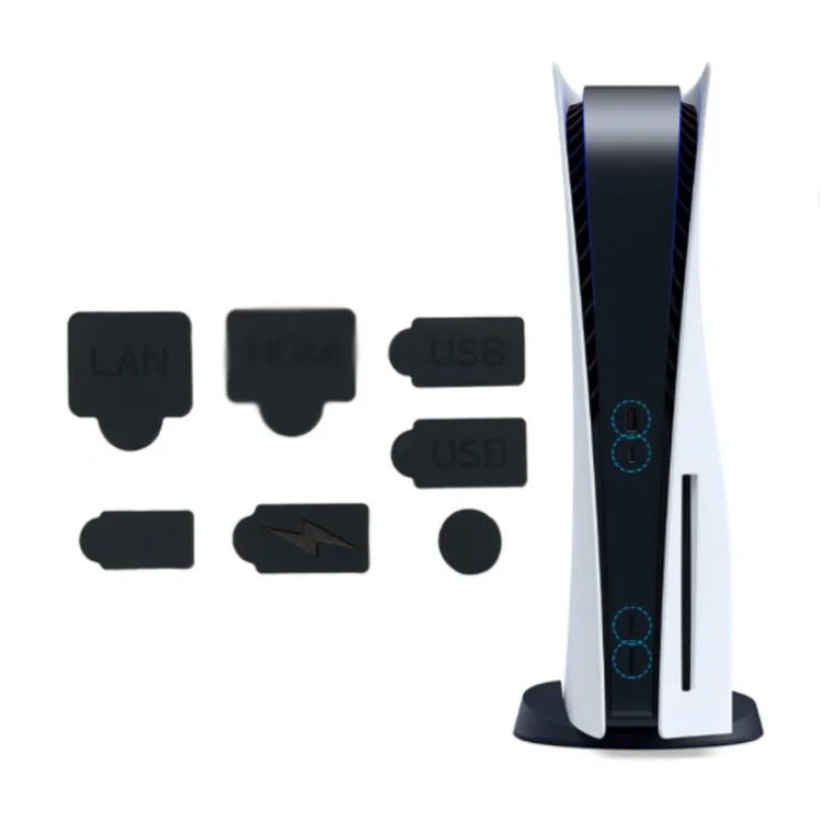 7 in 1 Dust Plug Dustproof USB LAN Charging Port Cover Kit for PS5 Digital/Disc Version Console Anti-dust Plug