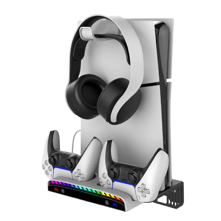 Wall Mount Set Charging Dock and Storage Stand for Play station 5 for PS5/Slim Console Dual Controller Charger Display Stand