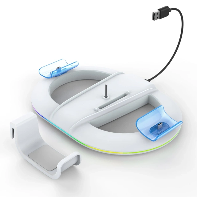 RGB Vertical Charging Stand For Ps5 Slim Game Console Cooling Station Headphone Holder Controller For Ps5 Charger Station Dock