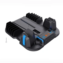 Multifunctional cooling charging dock with disc storage rack for PS5 slim console controller charging base