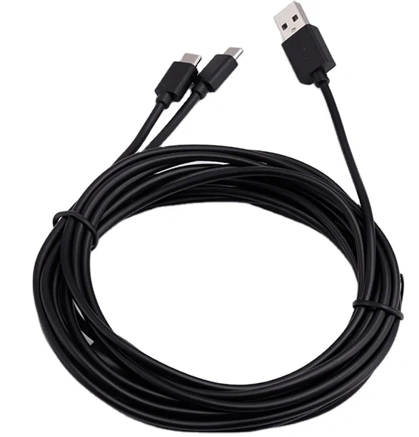 High Quality 2 In 1 Playstation 5 Usb Charger Cable Nintendo Switch Usb Cable 3 Meters Black Ps5 Charging Cable
