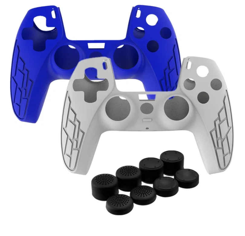 2xSilicone protective cases skin with 8 thumb grips set for PS5 wireless controller cases joystick cover