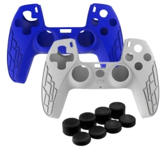 2xSilicone protective cases skin with 8 thumb grips set for PS5 wireless controller cases joystick cover