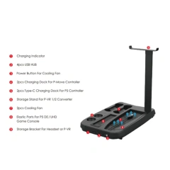 Charger Stand with Cooling Fan For PS5 DE UHD Console Controller Charging Station Playstation 5 Storage Rack Base