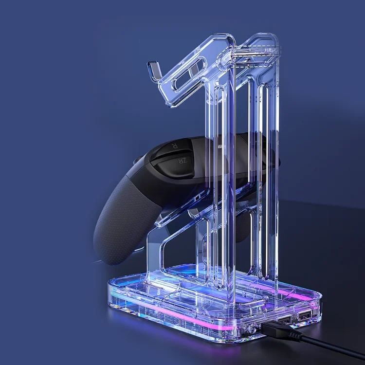 Dual Controller Stand for Xbox One PS5 PS4 Switch Pro Games Controller Holder with RGB Stand Bracket