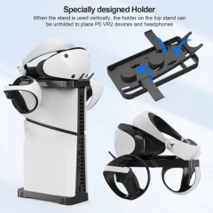 2 in 1 Horizontal and Vertical Stand For PS5 Slim Games Console Stand for PS VR2 Headset Controllers Holder Storage Bracket