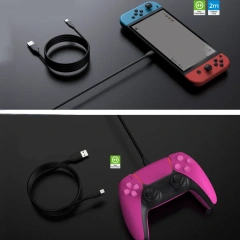 2M USB Data Cable Charger Charging Cable Cord for PS5/Xbox/Nintendo Switch Console Controller Charging Cable