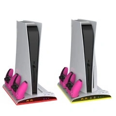 Multifunctional Charging Stand Cooling Base for PS5/PS5 Slim Console Storage Stand Dual Controller Charger with Headphone Hook