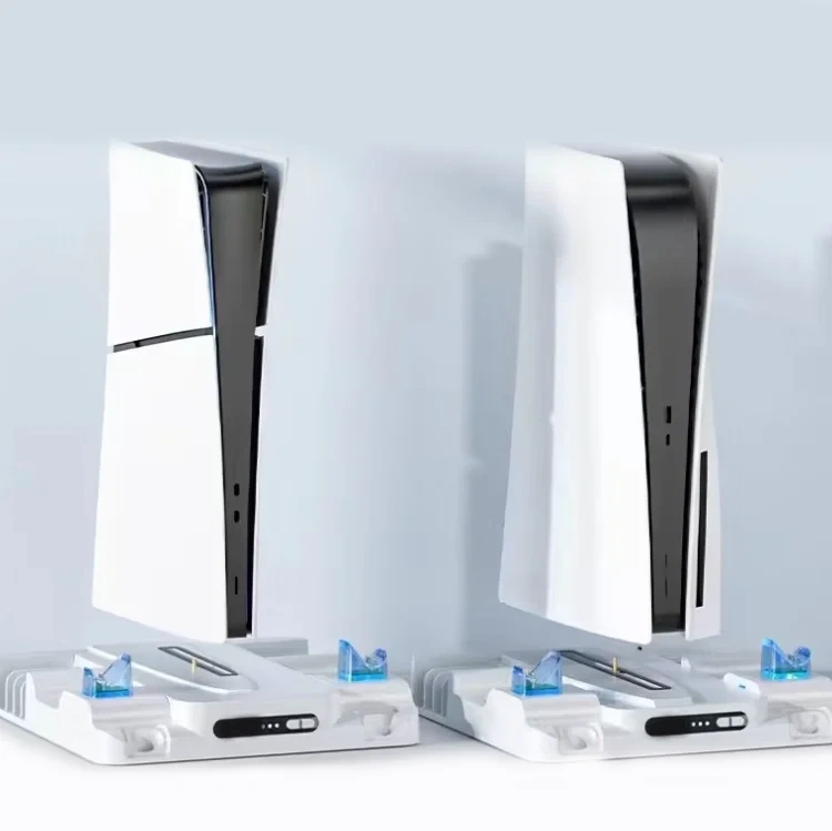 Vertical Cooling Stand Charging Dock & Game Storage Holder Rack for PS5/PS5 Slim Console Controller Charging Station