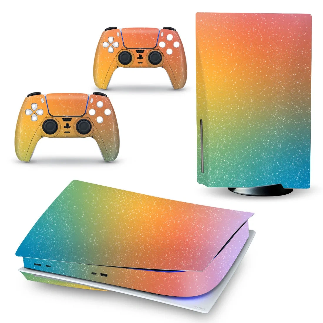 Glitter Skin Protective Film Stickers for PS5 Disk Version Console + 2 Controller Skin Vinyl Cover Decal Sticker