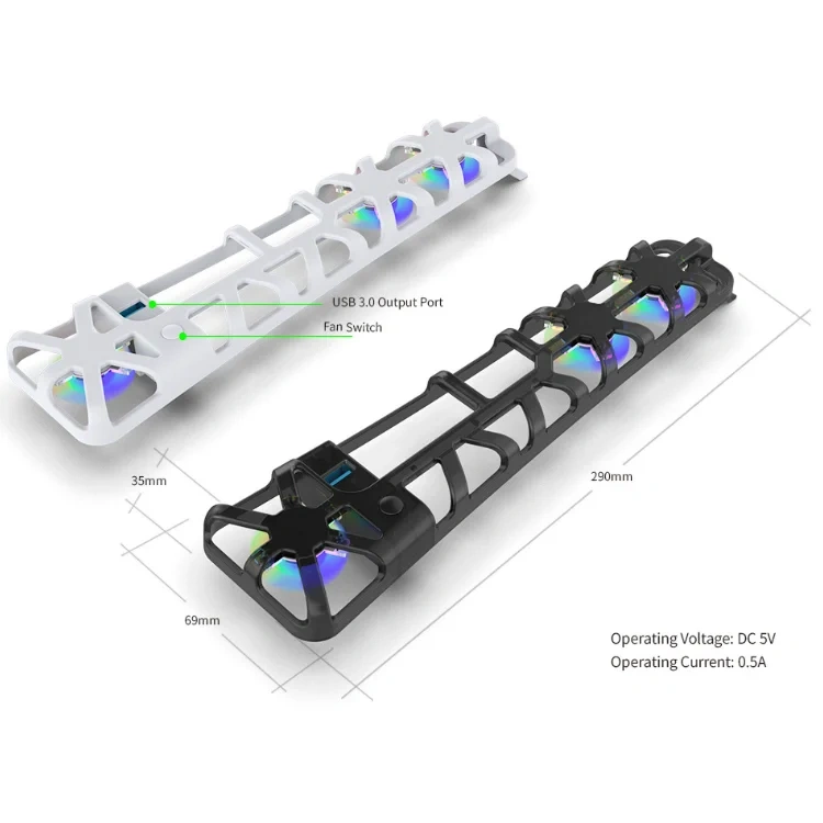 External Cooling Fan Cooler Game Accessories 3-Fan For PS5 Slim Games Console RGB Cooling Fan