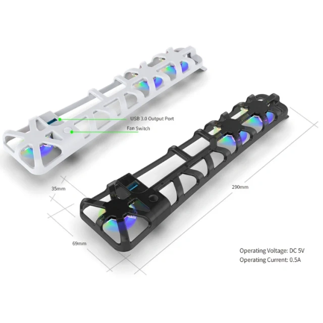 External Cooling Fan Cooler Game Accessories 3-Fan For PS5 Slim Games Console RGB Cooling Fan
