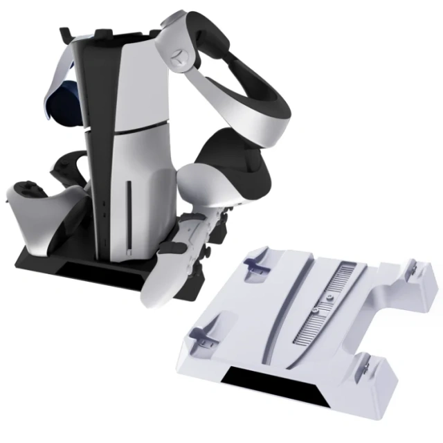 PS5 Slim Stand with Cooling Fan and Dual for PS5/PS VR2 Controller Charger PS5 Charging Station