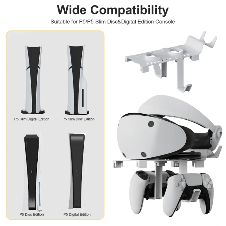 For PS5 For PS VR2 Controller Stand With Charging Cable Set For PS5 Slim Wireless Controller Foldable Hanger Holder
