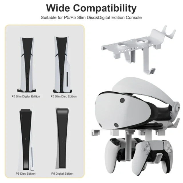 For PS5 For PS VR2 Controller Stand With Charging Cable Set For PS5 Slim Wireless Controller Foldable Hanger Holder