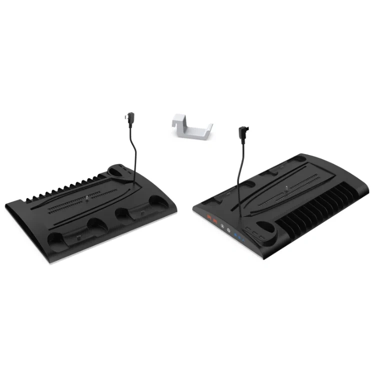 Multifunctional Charging Stand Cooling Base for PS5/PS5 Slim Console Storage Stand Dual Controller Charger with Headphone Hook