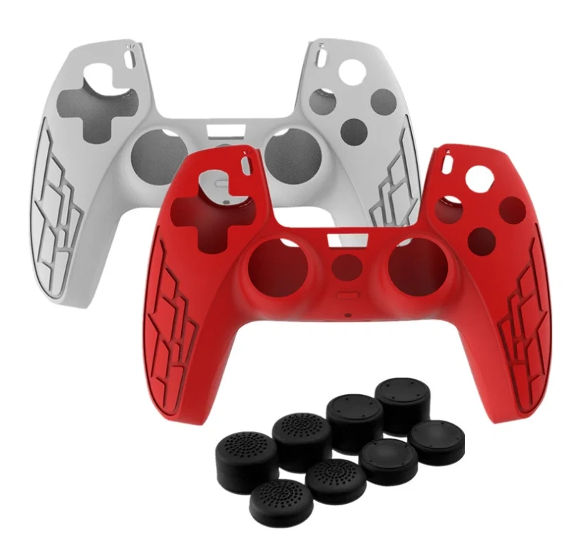 2xSilicone protective cases skin with 8 thumb grips set for PS5 wireless controller cases joystick cover