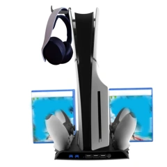Charging Charger Dock Station Stand + Cooling Fan for PS5 Slim Console & Controllers Storage Stand Holder Charger Base