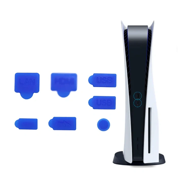 7 in 1 Dust Plug Dustproof USB LAN Charging Port Cover Kit for PS5 Digital/Disc Version Console Anti-dust Plug