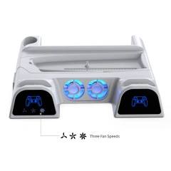 For PS5 Cooling Stand Charging Dock with 11 Game Disc Rack Holder Controller Charger Station for PS5 Slim Console