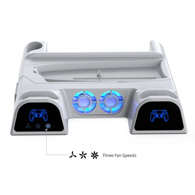 For PS5 Cooling Stand Charging Dock with 11 Game Disc Rack Holder Controller Charger Station for PS5 Slim Console