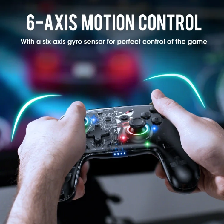 8 Colors LED Wireless Game Controller for PS5 Dual Motor Six Axis Vibration Wireless Handle Joystick