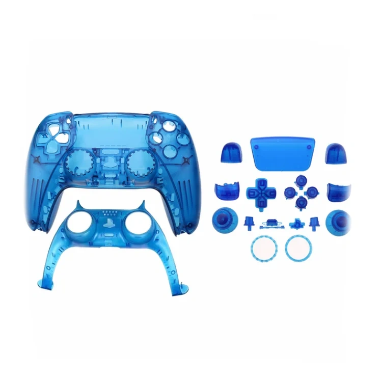 Full Set Buttons D pad L1 R1 for PS5 Shell Replacement Housing Clear Buttons Kit Faceplate