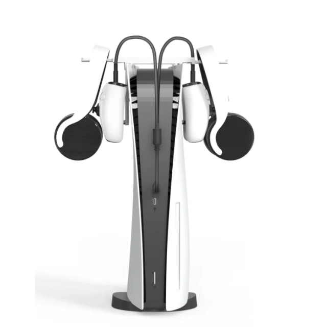 Controller Stand + 2 in 1 Charging Cable Set For PS5 PS VR2 Wireless Handle headphone Foldable Hanger Holder