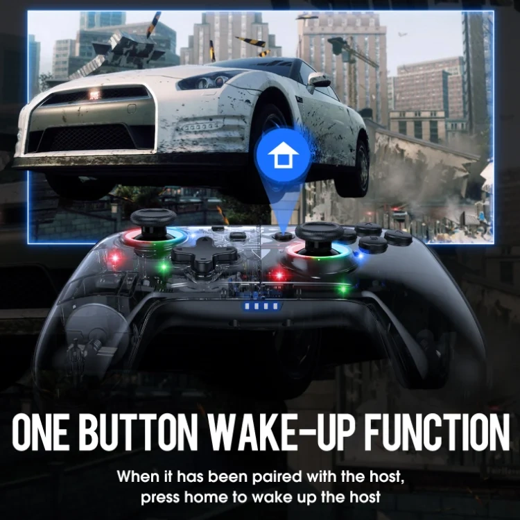 8 Colors LED Wireless Game Controller for PS5 Dual Motor Six Axis Vibration Wireless Handle Joystick