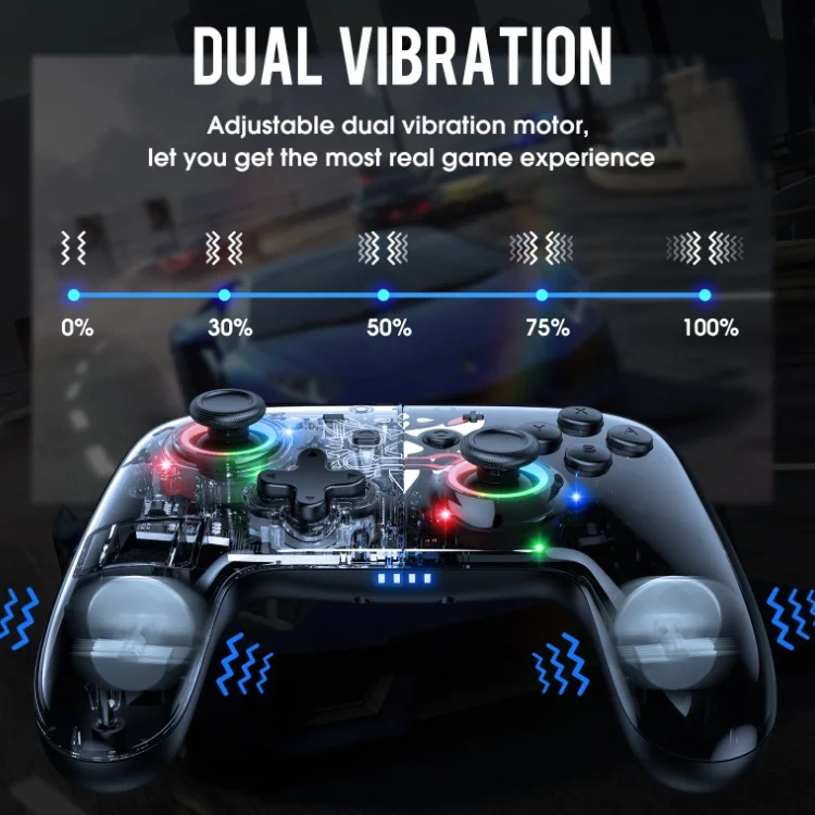 8 Colors LED Wireless Game Controller for PS5 Dual Motor Six Axis Vibration Wireless Handle Joystick