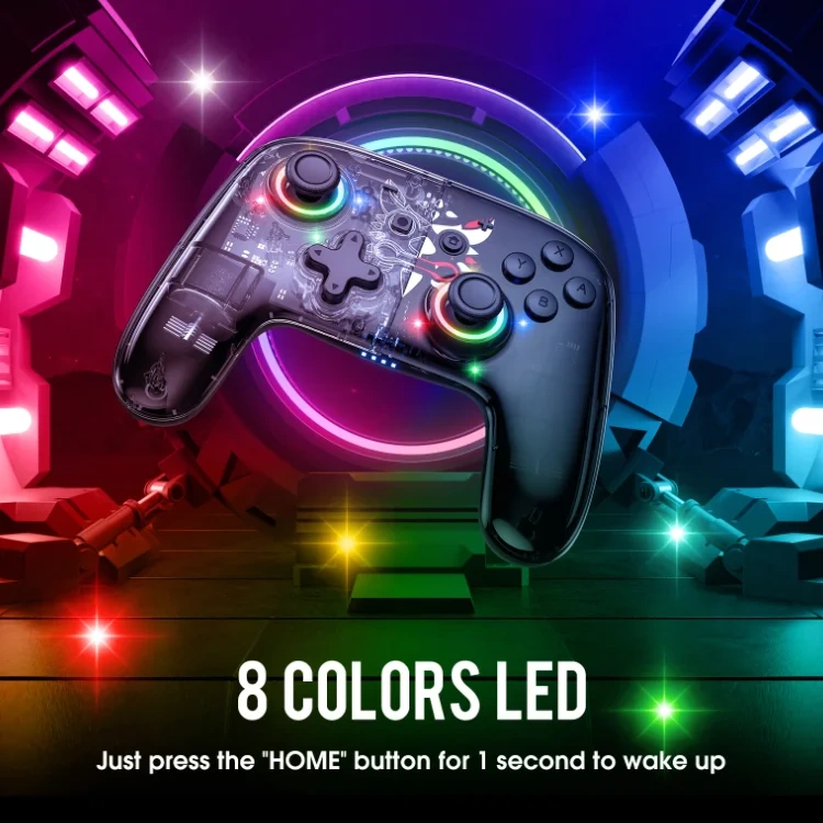 8 Colors LED Wireless Game Controller for PS5 Dual Motor Six Axis Vibration Wireless Handle Joystick