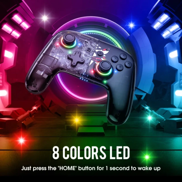 8 Colors LED Wireless Game Controller for PS5 Dual Motor Six Axis Vibration Wireless Handle Joystick