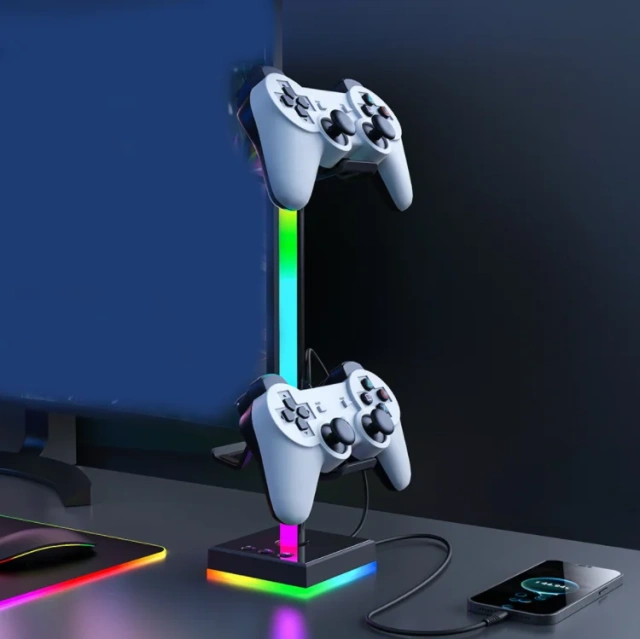 Universal Headset Stand Gamepad Holder Storage with RGB For Xbox/PS4/PS5/Switch Game Controller Holder