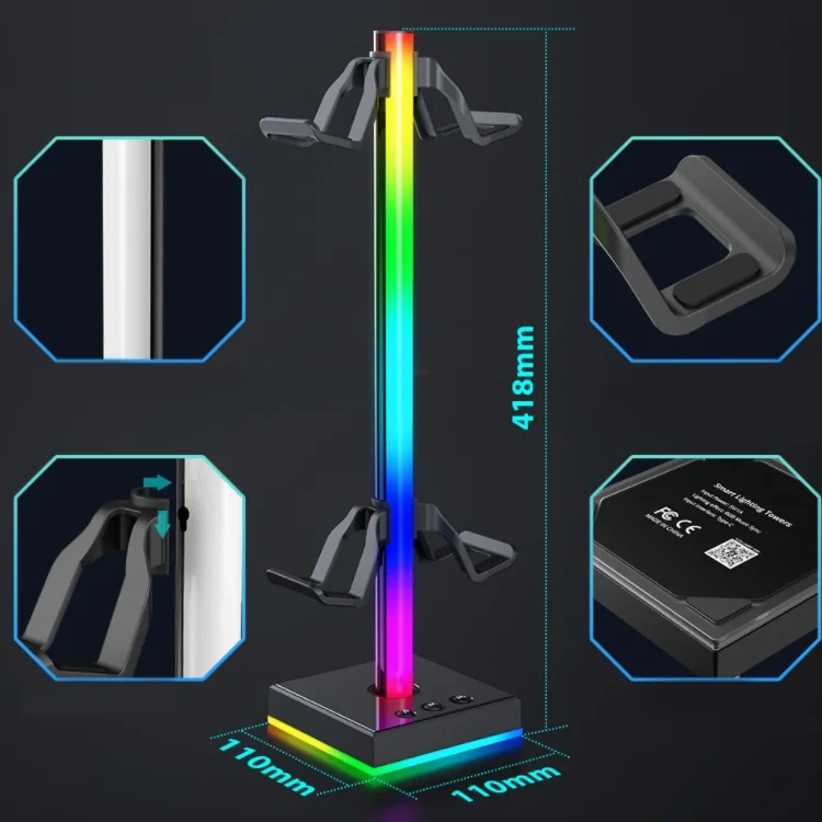 Universal Headset Stand Gamepad Holder Storage with RGB For Xbox/PS4/PS5/Switch Game Controller Holder