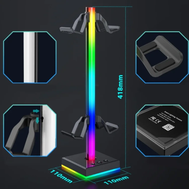 Universal Headset Stand Gamepad Holder Storage with RGB For Xbox/PS4/PS5/Switch Game Controller Holder