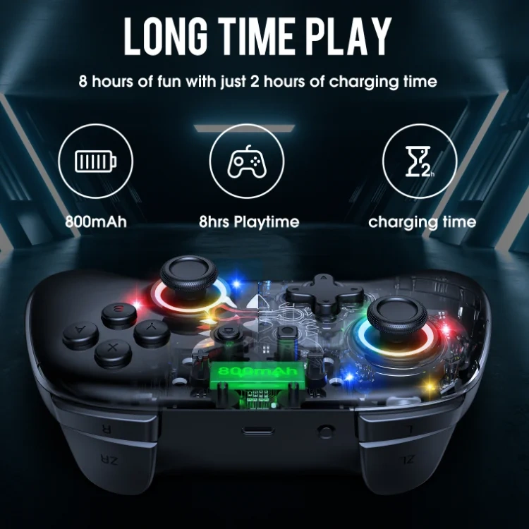 8 Colors LED Wireless Game Controller for PS5 Dual Motor Six Axis Vibration Wireless Handle Joystick